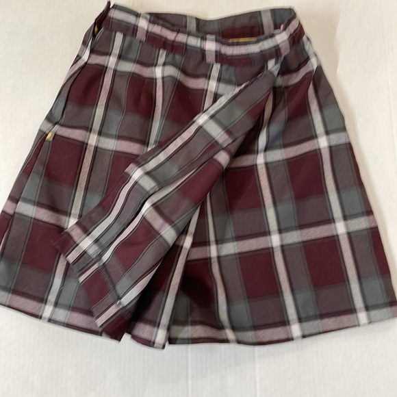 Plaid Mini Wrap Skirt Skort Uniform Girls 12 Grunge Steampunk Preppy Dennis Red - Picture 4 of 11